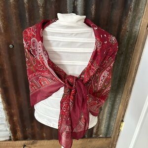 Vintage Paisley Sheer Red  Scarf/wrap